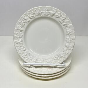 Wedgwood Embossed Queen's Ware Bread Plates Made in England Set of 4